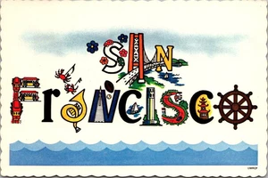 SAN FRANCISCO Crazy Lettering CALIFORNIA Greetings 4x6 Postcard - Picture 1 of 2