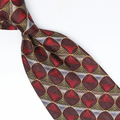 Corbata de seda GC Internazionale para hombre rojo oscuro gris dorado estampado geométrico corbata Italia Foto 1 de 4