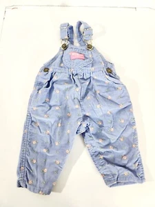 Vintage OshKosh B'Gosh Girl Overalls Size 3-6 Months Blue/ Pink & Yellow Floral  - Picture 1 of 8