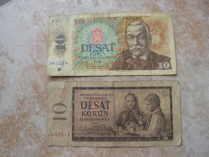 Tchécoslovaquie LOT DE 2 BILLETS DE 10 DESAT KORUN (C951) - Picture 1 of 2