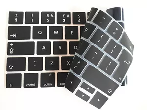 UK EU Keyboard Skin Cover For Apple MacBook PRO 15 A1990 Touch Bar Clear & Black - Picture 1 of 13