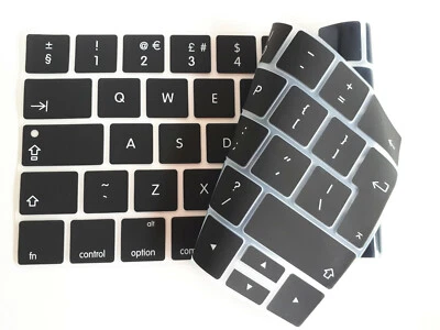 UK EU Keyboard Skin Cover For Apple MacBook PRO 15 A1707 Touch Bar Clear & Black - Image 1 of 4