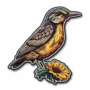 Kansas Western Meadowlark pájaro girasol flor vinilo calcomanía pegatina para coche, La - Imagen 1 de 1