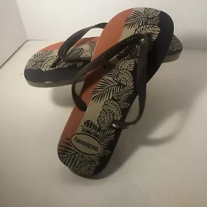Infradito Havaianas uomo taglia 11/12 spiaggia sabbia tropici arancione/marrone sandalo nuovo senza etichette - Foto 1 di 3