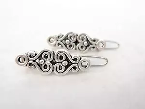 Extra winzige kleine silberne Metall filigran keltische Haarnadel Clip Barrette (Set - Bild 1 von 4