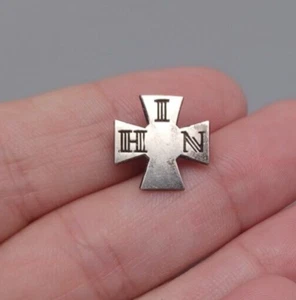 Sterling Silver Maltese Cross In His Name INH HIN 1886 King's Daughters Sons Pin - Picture 1 of 4