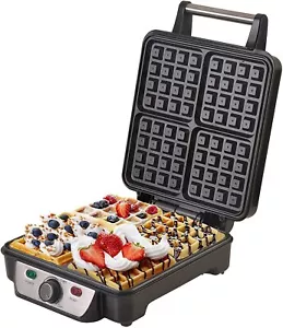 Macchina per waffle piastra da 4 cialde Maker 1500W Waffer Wafer CERAMICA LED - Bild 1 von 10