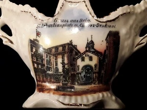 Vintage porcelain basket with German village image souvenir - Picture 1 of 5