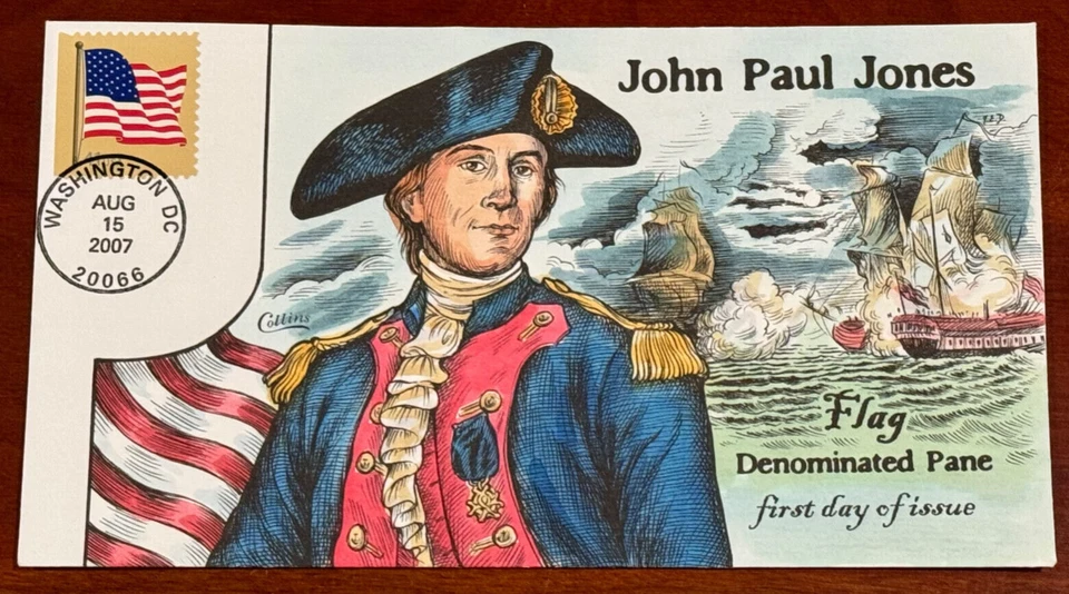 #4191 US Flag - John Paul Jones cachet, Collins  Hand-painted  single FDC - Image 1 of 1