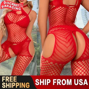 NUOVO grande donna lingerie all'uncinetto aperto senza cavallo calze collant - Foto 1 di 13