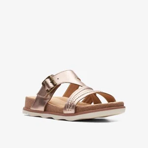 BNIB Clarks Ladies BRYNN HOPE Rose Gold Leather Sandals Size UK 5 1/2D - Picture 1 of 4