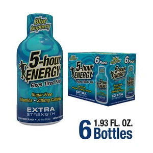 5-hour Energy Shot, Extra Strength Blue Raspberry 6 Count B vitamins amino acids - Picture 1 of 7