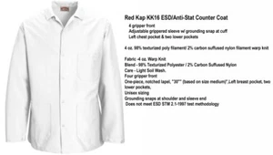 ESD Anti-Static 30 inch LAB JACKET Coat Tech Unisex WHITE BLUE KK16 2nd Red Kap - Picture 1 of 3