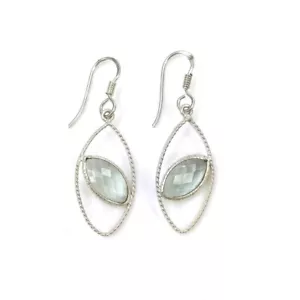 10.75cts Green Rhinestone Gemstone 925 Sterling Silver Drop Dangle Earring 1.65" - Picture 1 of 6