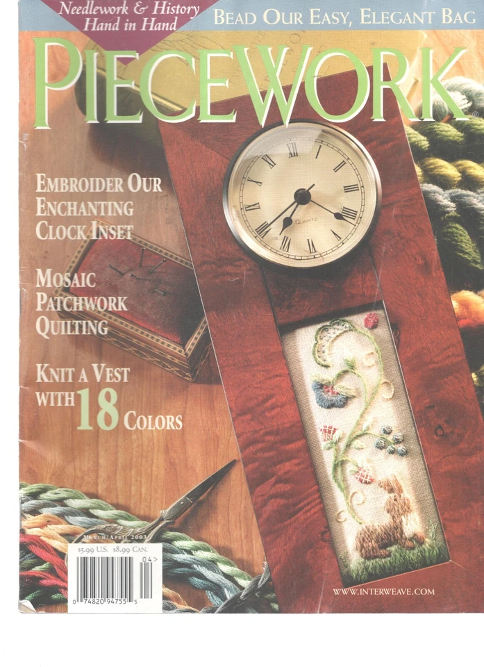 Piecework Magazine March April 2003 Knitting Embroidery Crochet Crocheting - Image 1 of 1
