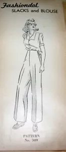 *VTG 1940s 15" Blouse & SLACKS Simplicity FASHIONDOL Doll SEWING PATTERN - Picture 1 of 1
