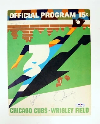 BOB BAILEY JEFF TORBORG Chicago Cubs Autographed 1967 Game Program w PSA/DNA COA - Image 1 of 4