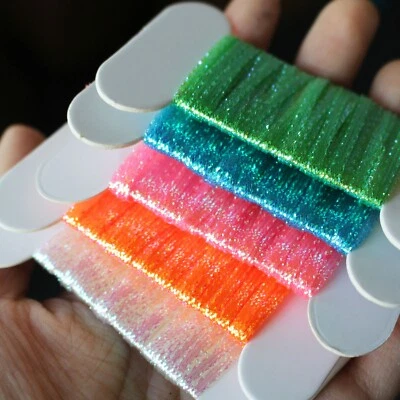 10pcs UV Pearl Flat Braided Lace Line Streamer Rib Saltwater Fly Tying Materials Foto 1 de 4