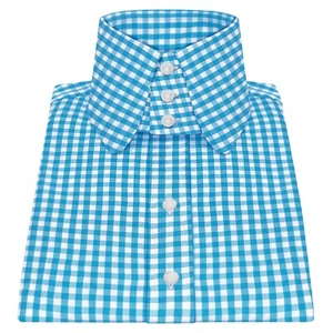 Camisa a Cuadros de Guinga Azul Marino Para Hombre Años 30 Estilo Vintage Centavo Alto Cuello Redondo - Imagen 1 de 7