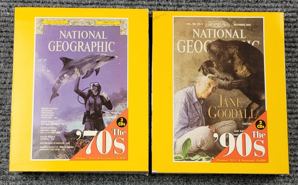 NATIONAL GEOGRAPHIC MAGAZINE THE 70s the 90s PC 3 CDs ROM Original Big Box. - Image 1 of 3