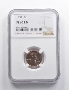 PF66 RD 1951 Lincoln Wheat Cent NGC *7430 - Picture 1 of 3