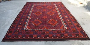 8'7 x 13'3 Handmade afghan tribal maimana wool area kilim rug, 10x13 persian rug - Picture 1 of 12