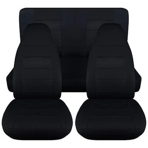 Fundas de diseño se adapta a las fundas de asiento de coche delanteras y traseras negras sólidas Wrangler YJ - Imagen 1 de 1