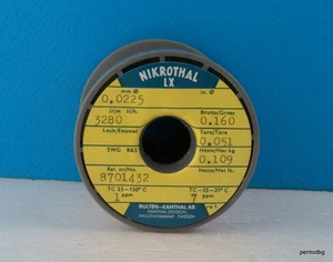 Alambre de nicromo 0,0225 mm 51 AWG 3280Ώ/m/1000Ώ/Ft 109 gr NIKROTHAL LX KANTHAL RARO - Imagen 1 de 5
