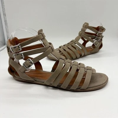 Gentle Souls Quick Break Gladiator Sandals Size 7.5 Taupe Gray Nubuck Leather - Image 1 of 4
