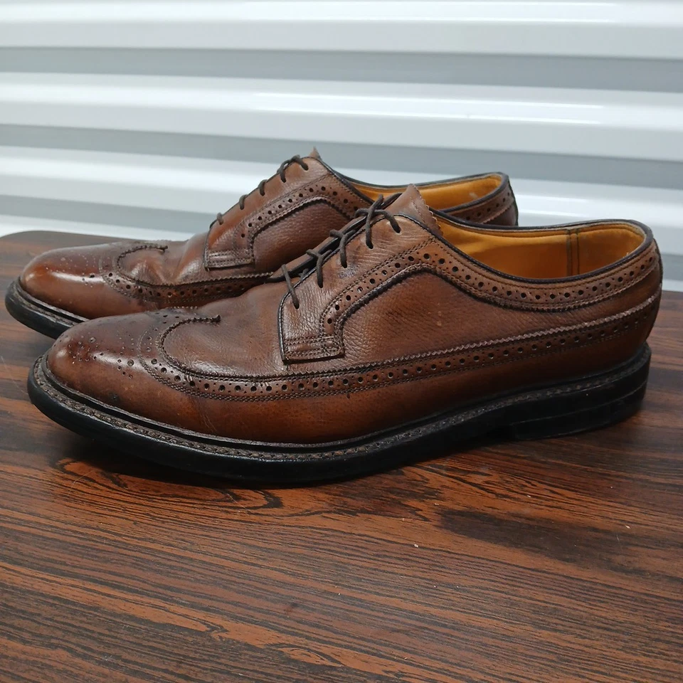 Zapatos Oxford Florsheim Calidad Imperial Cuero Marrón Punta de Ala Brogue De Colección Talla 10 D Foto 1 de 4