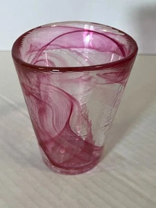 KOSTA BODA KUNSTGLAS ROSA WIRBEL 4 1/2" MINE TUMBLER, SCHWEDEN, VALLIEN - Bild 1 von 1