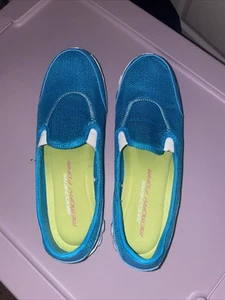 Skechers Memory Foam Go Walk Slip On Sneakers Bright Blue Women's Size 10 - Picture 1 of 3