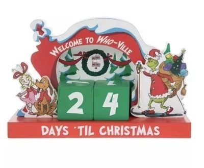 Dr. Seuss The Grinch Wooden Christmas Countdown Tabletop Calendar NEW - Image 1 of 2
