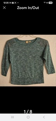 MUDD - Suéter Manga 3/4 Verde con Rayas Plateadas Niñas Mediano (10/12) Foto 1 de 4