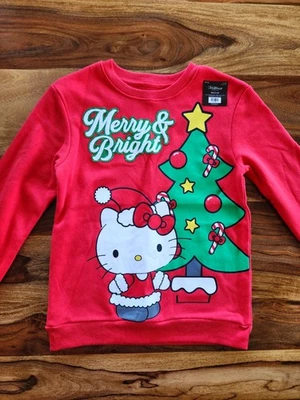 NUEVO CON ETIQUETAS Sudadera Hello Kitty Navidad Feliz y Brillante Niños Niñas Talla Mediana  Foto 1 de 4