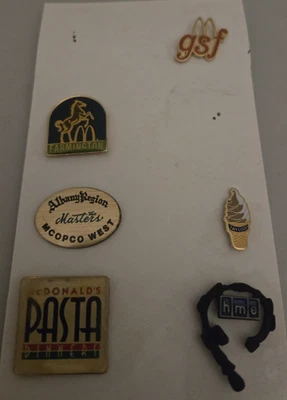 Lot of (6) Vintage McDonalds Lapel & Hat Employee Pins Promotion - FREE SHIPPING - Image 1 of 4