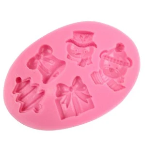 Xmas Shapes Silicone Mould! Chocolate Icing Fondant! Santa Snowman - Picture 1 of 1
