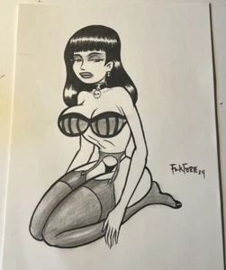 Femme Fatale Archie Comics Style Horror Goth Original Art drawing By Frank Forte - Picture 1 of 3