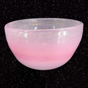 Henry Dean Belgium Art Glass Bowl Thick Heavy Pink Swirl Signed Etched Bottom - Picture 1 of 16