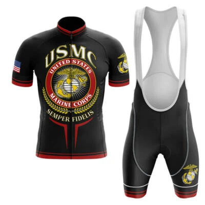 Equipo Para Hombres USMC Ciclismo Manga Corta Jersey Y Culotte Conjunto Bicicleta Jersey Foto 1 de 4