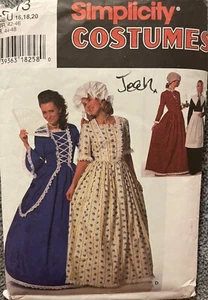 SIMPLICITY COSTUMES 9713 PURITAN 18th 19th CENTURY DRESS PATTERN SIZE 16-20 - Picture 1 of 1