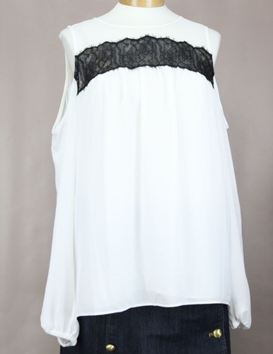 Michael Kors Women's Ecru Ivory Cream Crepe Lined Blo Top Ret $98 New