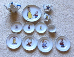 Disney Snow White & Seven Dwarfs Child's Tea Set Vintage 1937 Japan 13 Pieces - Picture 1 of 5