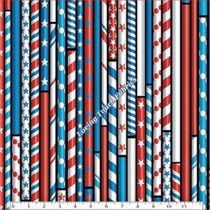 BENARTEX "DRAWING STRAWS" 08357-12 AMERICAN PATRIOTIC FABRIC (SELECT SIZE) - Picture 1 of 2