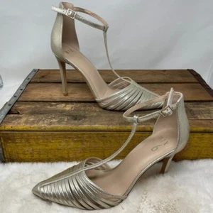 No de mezcla 6 Drina Tacón Oro Metálico Correa en T 9,5 Baile de graduación Formales Bodas - Imagen 1 de 10