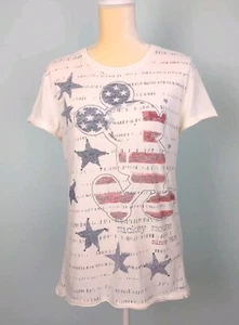 Disney Parks Womens T shirt Sz Large Mickey Embroidery Patriotic 4th of July USA - Imagen 1 de 7