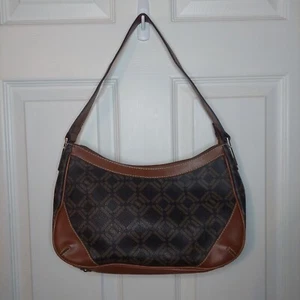 Liz & Co Vintage Y2K Black Brown Geometric Faux Leather Hobo Shoulder Bag - Picture 1 of 14