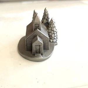 Vintage Fine Pewter Colonial School House Church Building JW Baston Miniature - Picture 1 of 5