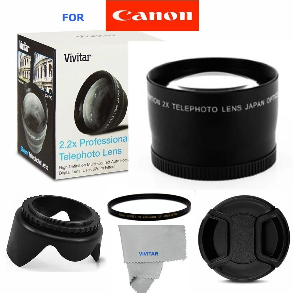 2X Tele Converter Lens +ACCESSORIES FOR CANON EOS REBEL DSLR CAMERAS T3 T3I T4  - Image 1 of 4