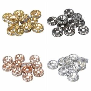  50pcs/lot Rondelles Rhinestone Loose Beads 6/8mm Crystal Spacer Bead Jewelry Ma